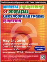 The 12th MEI Center International Symposium 「Medical Engineering of Orofacial Laryngopharyngeal Function」邦題：「口腔咽喉頭顔面機能の医工学」